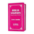 BIiblia Sagrada Jumbo ARC Capa Pu Luxo C/ Harpa - Pink