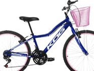 Bike Infantil Feminina Aro 24 KOG Alumínio 18V Azul Signos Branco