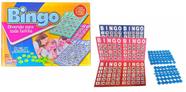 Bingo Jogo Divertido para Toda Família com 10 Cartelas + 75 Números de Plástico - PLASBRINK