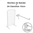 Biombo Expositor De Balcão Aramado + 24 Gancho 10cm P/ Loja Branco