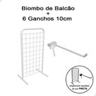 Biombo Expositor De Balcão Aramado + 6 Gancho 10cm P/ Loja Branco