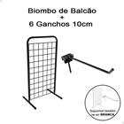 Biombo Expositor De Balcão Aramado + 6 Gancho 10cm P/ Loja Preto