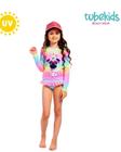 Biquíni Blusa Unicórn Manga Longa e Calcinha Conjunto Proteção Solar Menina Praia Tubekids