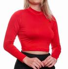 Biquíni com Manga Longa Proteção SUV Cropped Feminino Top Academia Vermelho