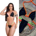 Biquíni Cortininha Vibe Neon Suplex Laranja Vibrante Tamanho Único Moda Verão
