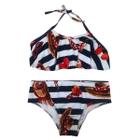 Biquini Infantil Feminino Frente Única de Amarração c/ Babado Estampado Tecido Resistente Moda Praia