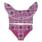 Biquíni Lycra Proteção UPF50+ Babado Ruffle Mandala Pink - Verão 2022