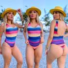 Biquini maio feminino praia bojo branco body arco iris gold