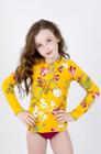 Biquíni Meeloo Infantil Camisa Raglan Proteção UV Estampa Floral Amarelo