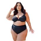 Biquíni Moda Praia Plus Size Hot Pants Meia Taça Retrô Canelado Blogueiras