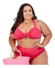 Biquini Plus Size Estampado Com Bojo Cintura Alta Laço Verao