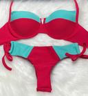 Biquini Top Meia Taça Retrô e Calcinha Fio Duplo Asa Delta Tecido Texturizado com Elastano 004