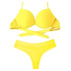 Biquíni Turbo 3D Push Up Divance Amarelo Calcinha Fio Dental Cós Duplo