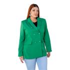 Blazer Alongado Alfaiataria Botões Com Forro Plus Size Premium Tendencia