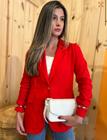 Blazer Em Linho Vermelho Elegance