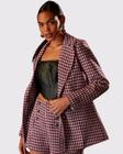 Blazer em tweed xadrez solto alfaiataria