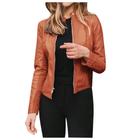 Blazer feminino, de couro doce, curto e justo