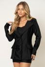 Blazer Feminino Regular Abertura Frontal Planet Girls Preto