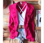 Blazer Maxi Alongado Neopreme Feminino Acinturado Moda Tendência Diversas Cores P.M.G.GG