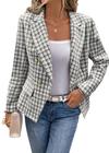 Blazer Mina Self Tweed Plaid 2024 Outono Inverno Feminino