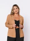 Blazer Plus Size Alfaiataria com Bolso e Sem Botão Social