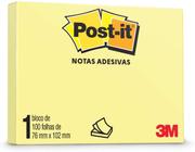 Bloco adesivo 3M post-it 76X102mm amarelo 100 folhas