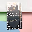 Bloco adesivo Gato Preto kawaii com caneta gel - papelaria fofa