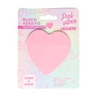 Bloco adesivo pink vibes transparente coração 72mmx72mm 50f leoarte