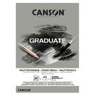 Bloco Canson Graduate Mixed Media A3 30fls 220grs Cinza 29,7cm x 42cm