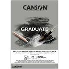 Bloco Canson Graduate Mixed Media A3 30fls 220grs Cinza