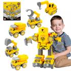 Bloco De Montar 5 Em 1 Robô Transformers Construção Caminhão Trator Engenharia Brastoy Brinquedo Educativo Infantil