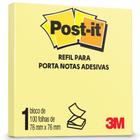 Bloco de Notas Super Adesivas Post-it Refil 76x76mm Amarelo Tradicional 100 Folhas. Para suporte Pop-up