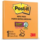 Bloco de Notas Super Adesivas Post-it Refil 76x76mm Laranja 90 Folhas. Para suporte Pop-up