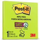 Bloco de Notas Super Adesivas Post-it Refil 76x76mm Verde Neon 90 Folhas. Para suporte Pop-up
