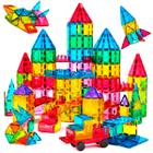 Bloco Magnético Infantil 65 Peças Coloridas Brinquedo Educativo Criativo com Bolsa de Armazenamento