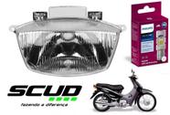 Bloco Optico Farol Scud + Lampada Philips M5 Led Biz 100 De 1998 Até 2004