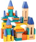 Blocos de construção de castelos de madeira blocos de castelo de madeira blocos conjunto de brinquedos educativos para crianças, pontes e arcos medievais fantasia, blocos de madeira para crianças de 3 a 8 anos