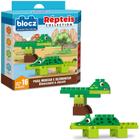 Blocos de montar blocks dinossauro e jacare repteis collection com 5 adesivos e 16 pecas - BLOCZ