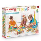 Blocos de Montar Infantil Plaquetas Mdf Coloridas Junges 40 Peças