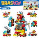 Blocos Montar Construção Transformação Robô STEAM Brinquedos Educativo Infantil 158 Peças Brastoy