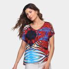 Blusa Água Viva Estampada Recortes Feminina
