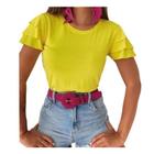 Blusa babados três marias gola rasa feminina viscolaycra