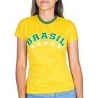 Blusa Baby Look Do Brasil Feminina Copa Do Mundo Manga Curta