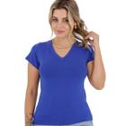 Blusa Baby Look Feminina Básica Gola V Moda Primavera Verão 3004A