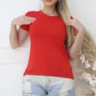 Blusa baby look manga curta gola rasa tecido algodão moda feminina