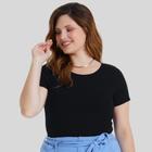 Blusa básica canelada plus size