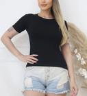 Blusa básica gola rasa manga curta baby look feminina estilo