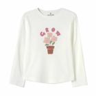 Blusa Básica Hering Kids Infantil Menina Manga Longa Com Estampa Branca