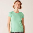 Blusa Basica Malwee Viscose Betone Manga Curta Feminina Adulto 1000040411 Verde