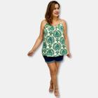 Blusa Bata Alça Com Regulagem Viscose Estampada Gg Plus Size